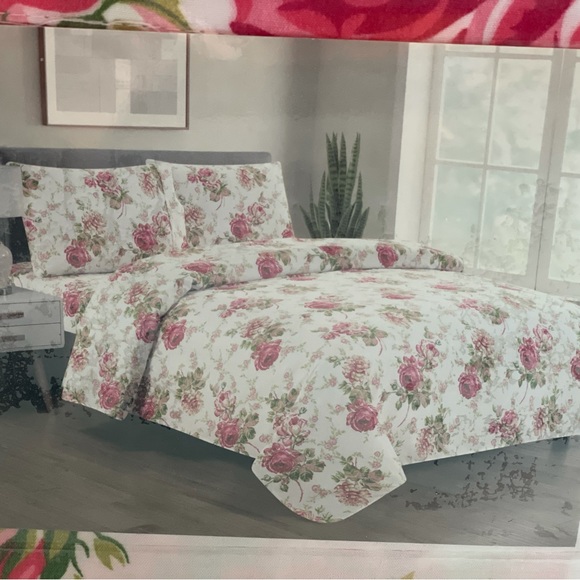 Queen size bed sheets set, deep pocket, floral,4PCS - Picture 2 of 3